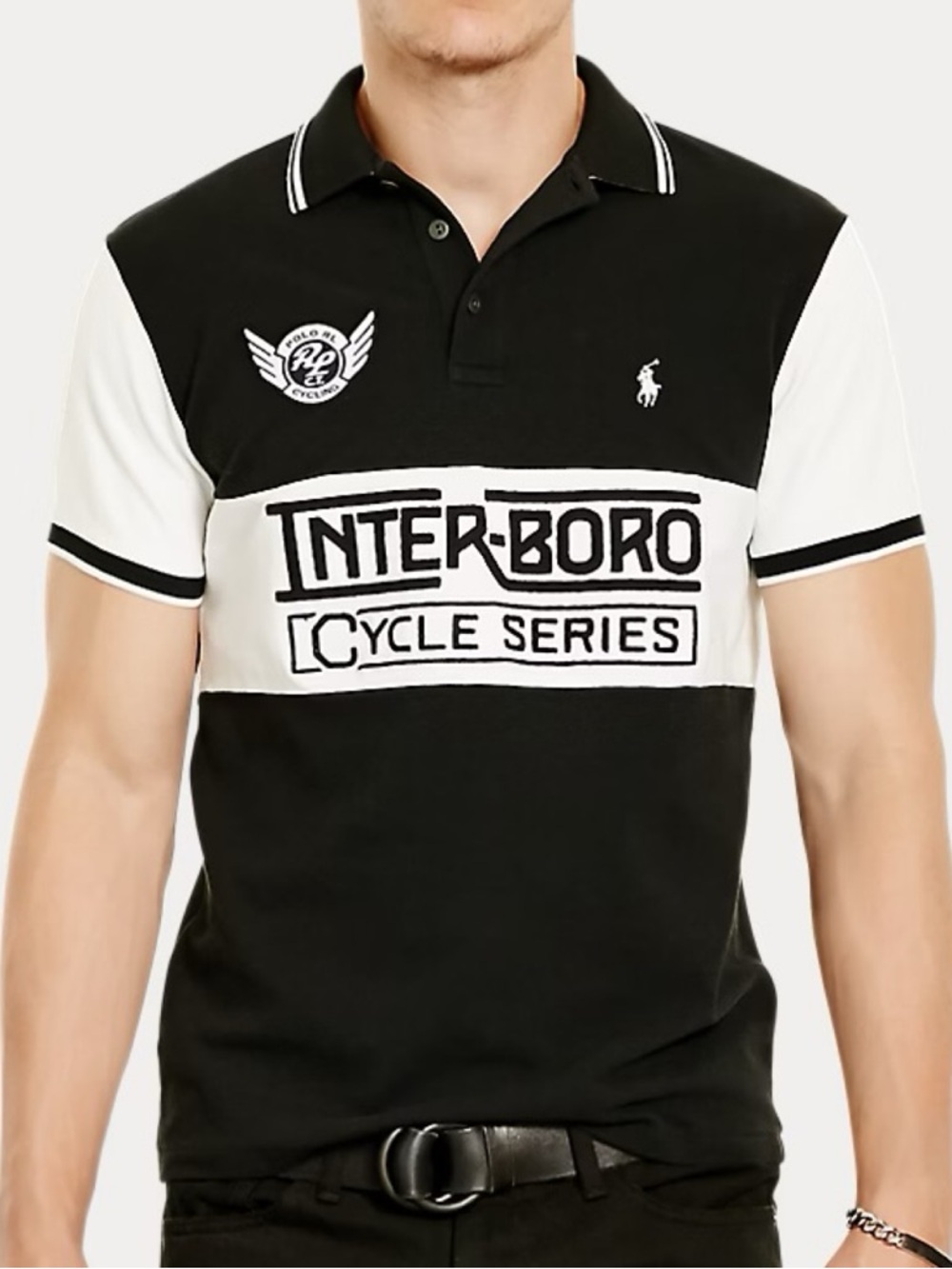 Polo by Ralph Lauren Black & White Inter-Boro Cycle Series Polo Men’s  Shirt S